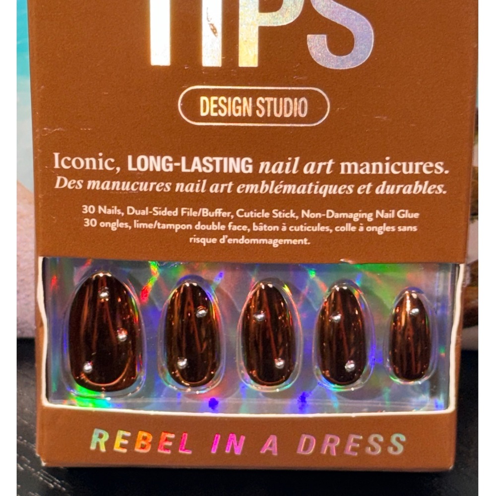 Chillhouse Chill Tips Rebel In A Dress Almond Brown Chrome Press On Nails 30ct